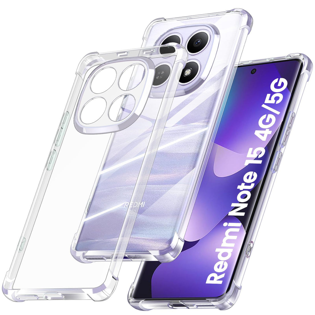 Yohii Cover for Xiaomi Redmi Note 15 4G / 5G / Poco M8 5G [Camera Protection] Shockproof Clear TPU Soft Silicone Anti-Scratch Anti Yellowing Case, Transparent