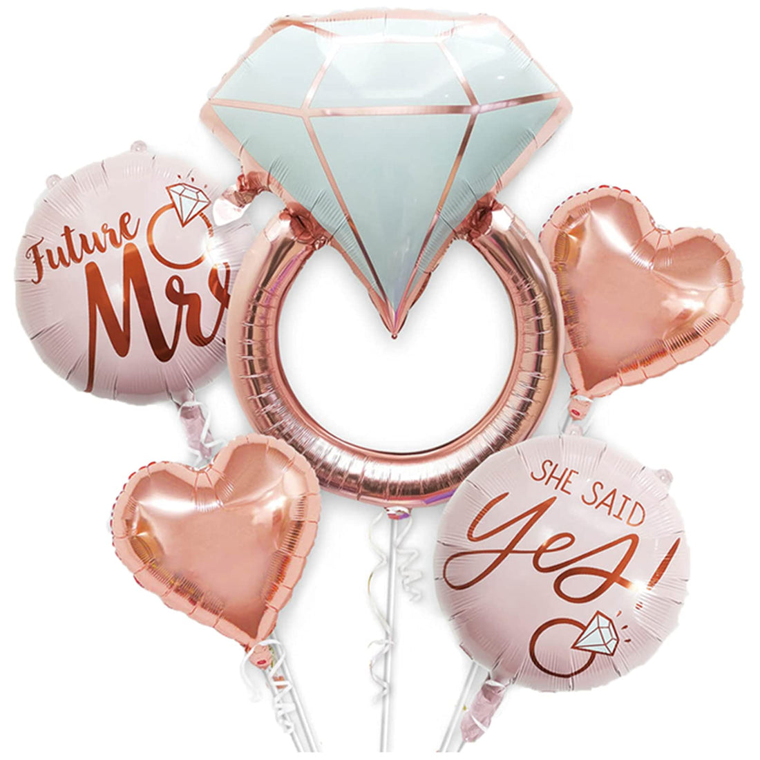 Ring Balloon for Bachelorette Engagement Wedding Bridal Shower Diamond Party Decorations Supplies, Rose Gold