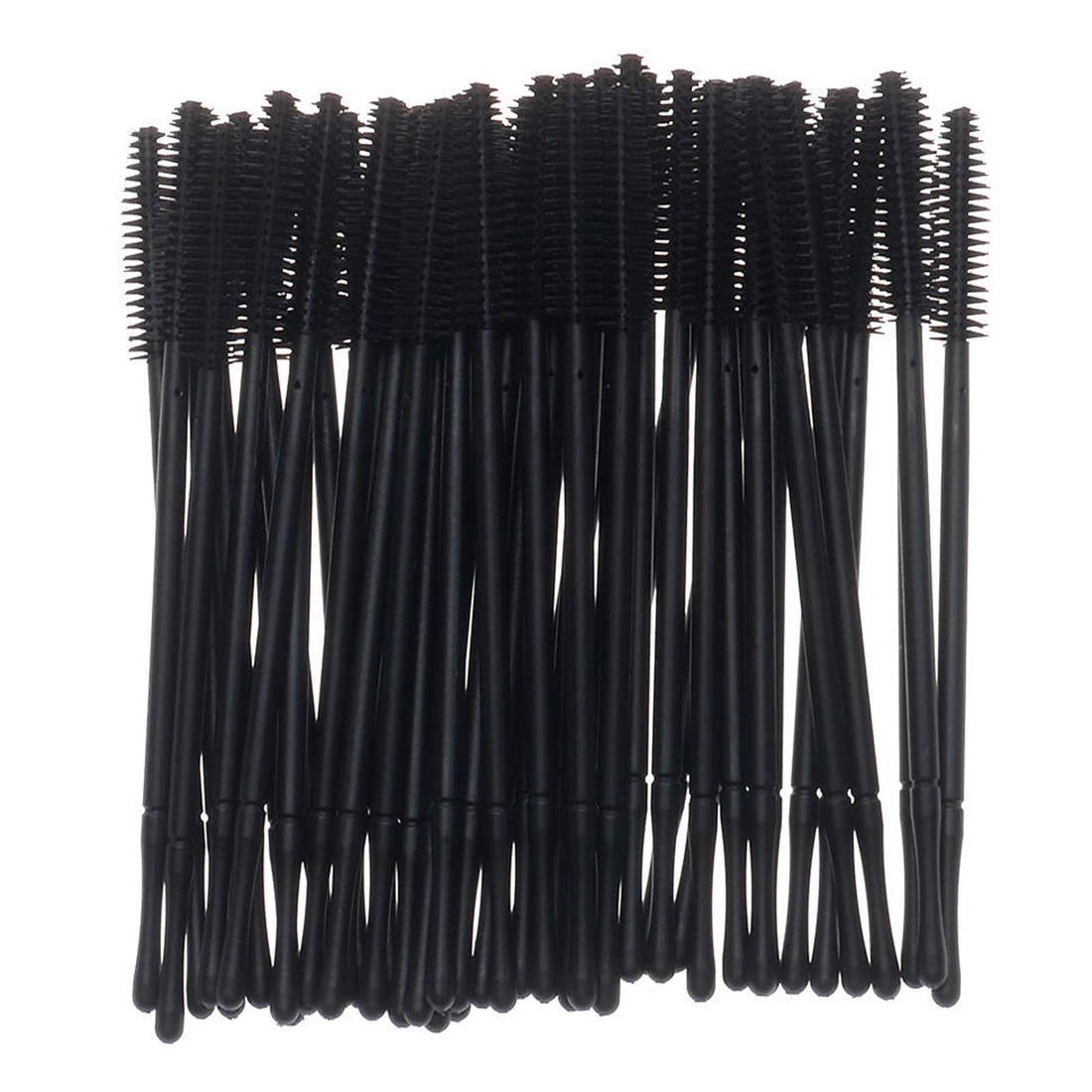 50 Pack Silicone Eyelash Brush Disposable Silicone Mascara Brushes Head with PP Handle Soft Eyelash Extension Wand Applicator Portable Makeup Eyebrow Eye Lash Brush(Black, Tower Shape)