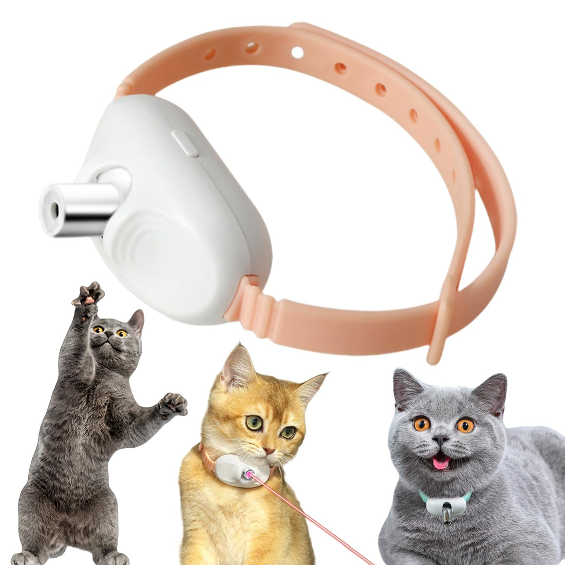 Cat Collar Pointer Toy,Cat Collar,Red Dot Toys for Indoor Cats,Rechargeable Pointer Collar for Cats,Cat Teaser Wand,Wearable Cat Collar Toy,Cat Chaser Toys,Cat Exercise Toys,Pet Training Tool,Pink