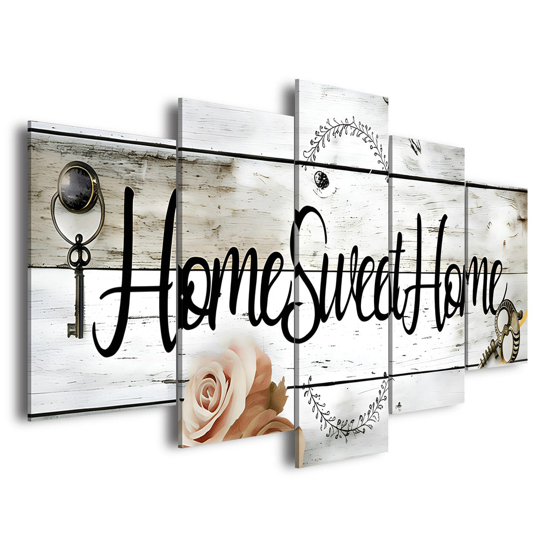 AWLXPHY Decor Large 5 Panels Home Sweet Home Canvas Wall Art Print Painting Framed for Kitchen Room Decoration Modern Still Life Love Stretched Artwork Giclee Wedding Gift (Beige, 80" Wx40 H)