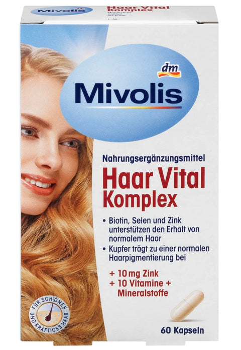ميفوليس فيتامين لتطويل الشعر 60 كبسولة 26 جرام - Mivolis Hair Vital Complex Capsules For Women Set Of 60 Pieces