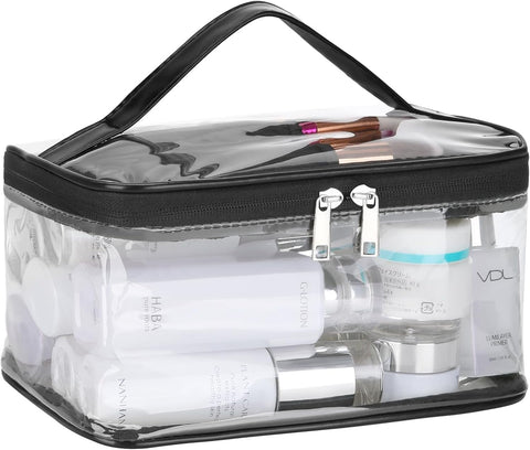 Transparent Oval Makeup Bag with Color Frame for Organizing Cosmetics, Accessories, and Personal Items for Daily Use and Travel