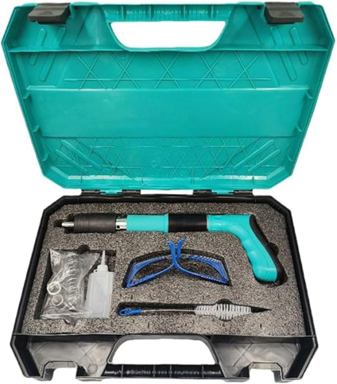 Concrete Nailer Gun, Hand Riveting Tool for Walls and Hard Surfaces, Includes 20 Nails, Glasses, Safety Paws with Storage Bag