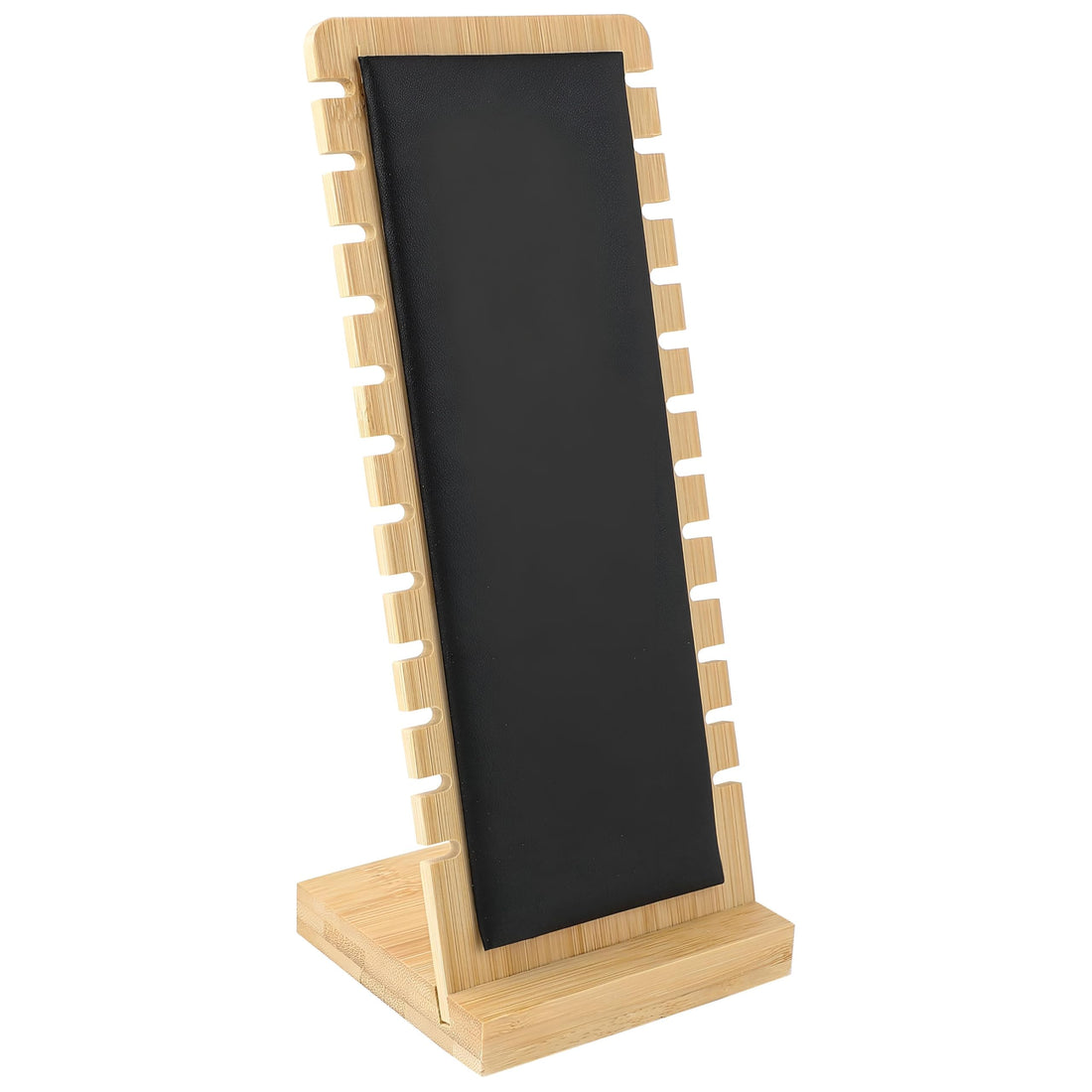 Jewelry Display Stand - Premium bamboo unit designed to showcase necklaces and bracelets with clean lines and sturdy build for professional retail environments. (Black, 1PCS)