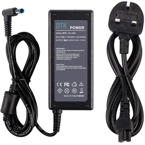 DTK 45W HP Laptop Charger HP 741727-001 740015-003 HSTNN-DA40 19.5V 2.31A AC Adapter with Power Cable Power Supply for HP Pavilion Elitebook Probook Stream Laptop Charging Cable【Interface：4.5 X 3.0mm】