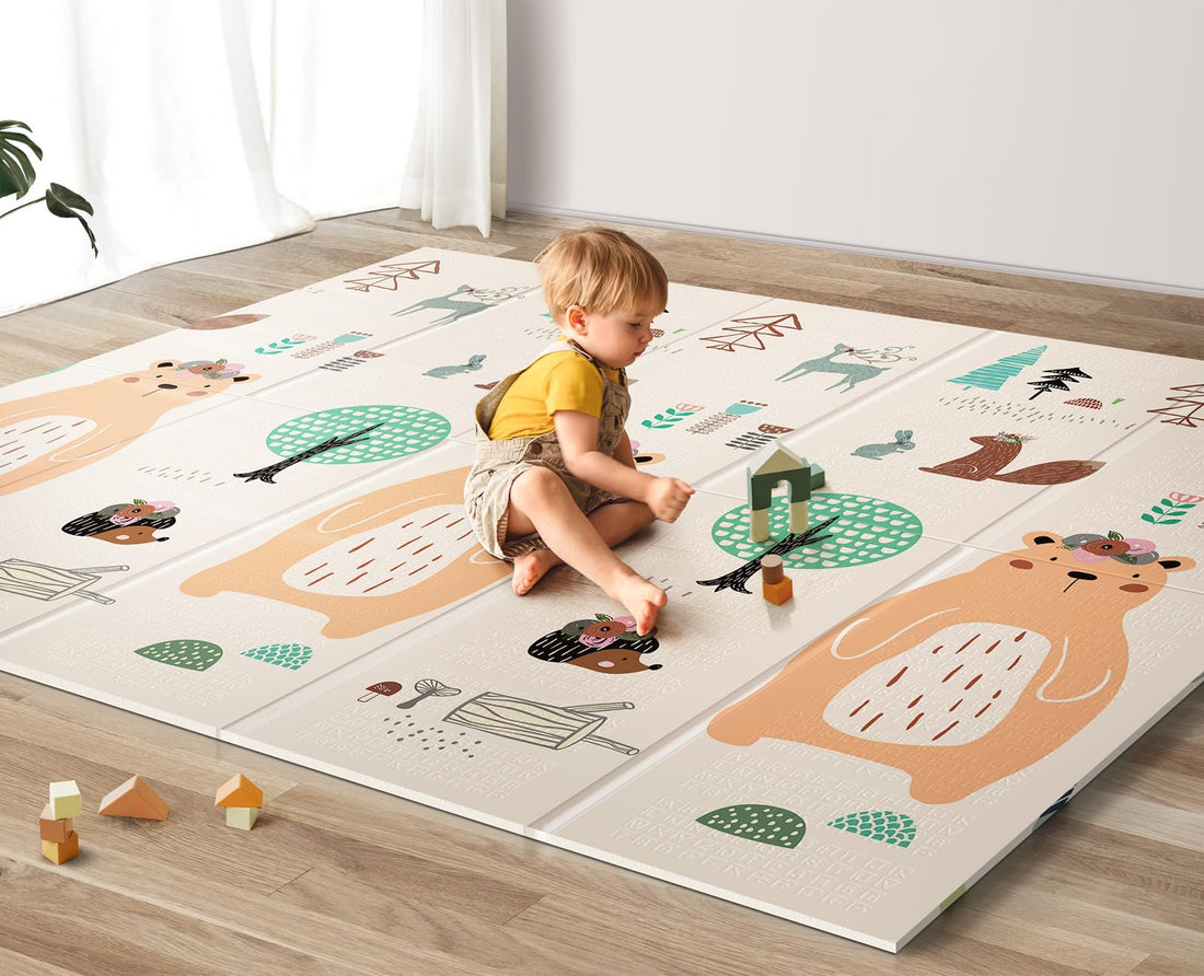 UANLAUO Foldable Baby Play Mat, Extra Large 200 x 180 x 1 cm Crawling Blanket, Toddler Activity Play Mats for Babies, Waterproof Foam Baby Mat with Travel Bag