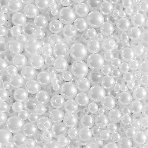 1500pcs Pearl Beads for Jewelry Making, 4mm 6mm 8mm 10mm Round Loose Pearls Beads with Hole, Bracelet Pearls for Crafts, White Pearls for Jewelry Making