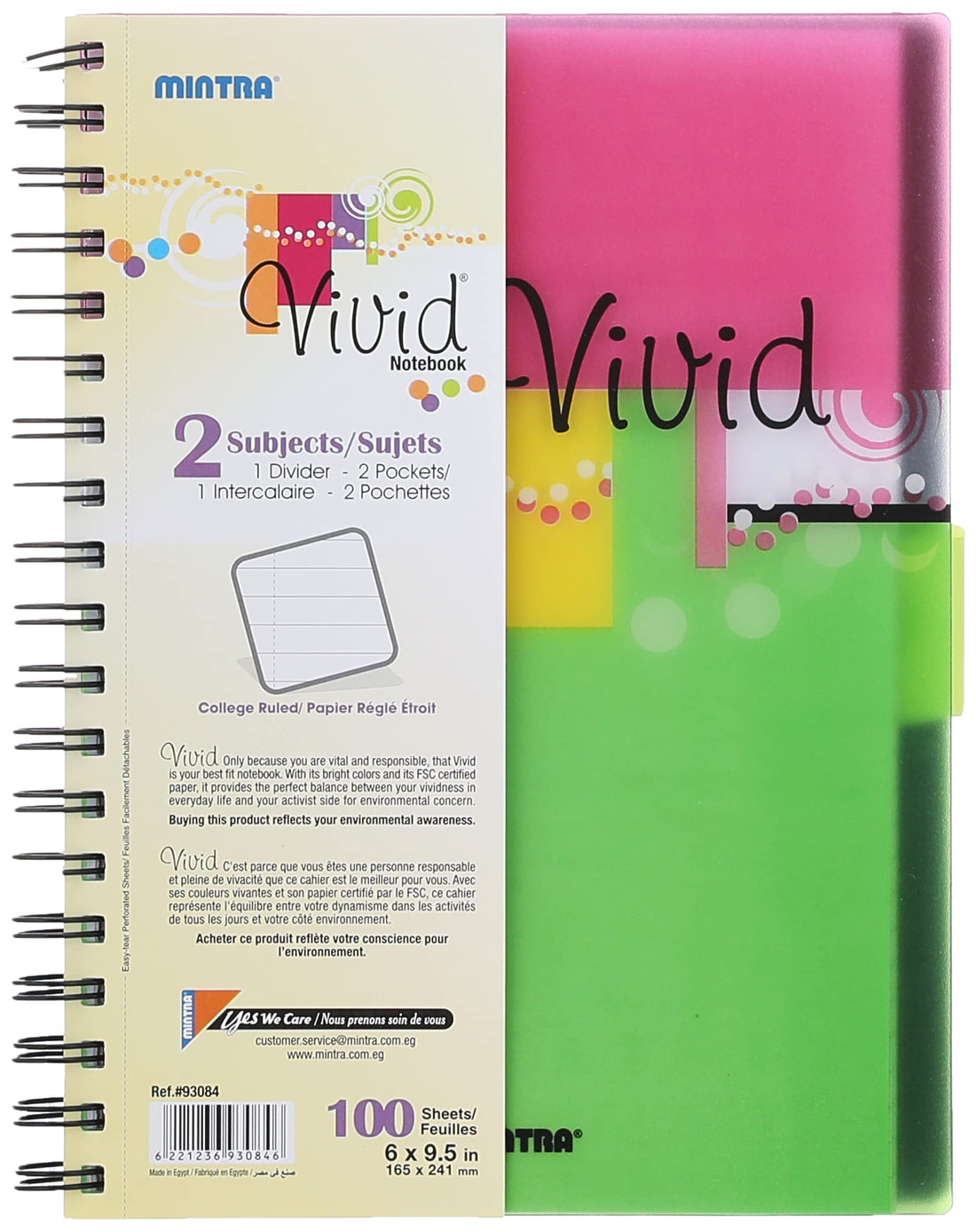 Mintra Vivid NoteBook 24.1x16.5cm, Lined Ruling 100 Sheets