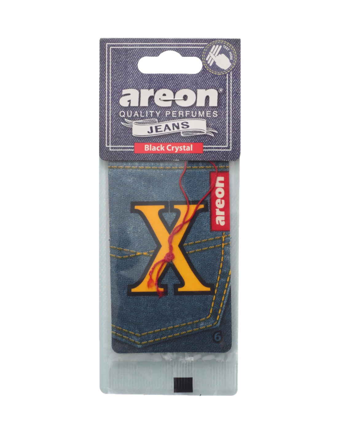Areon Jeans Car Air Freshener - Black Crystal Scent for a Stylish and Refreshing Driving Experience