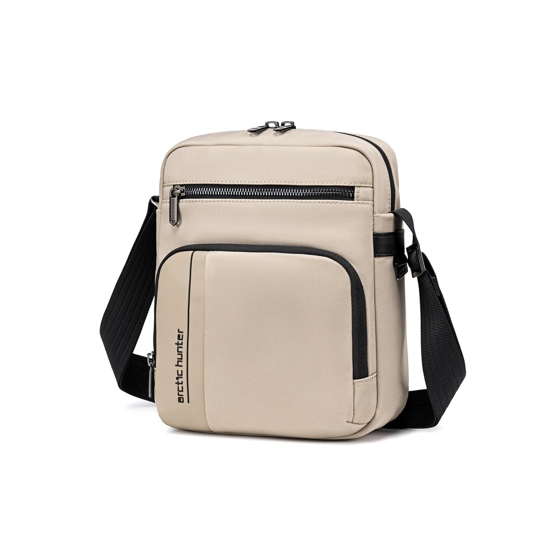 Arctic Hunter Vertical Messenger Bag for Men – Water-Repellent Nylon Crossbody Shoulder Bag Slim and Compact Daily Bag with Multiple Zipper Pockets – Stylish Urban Side Bag -KB00831-Beige, M