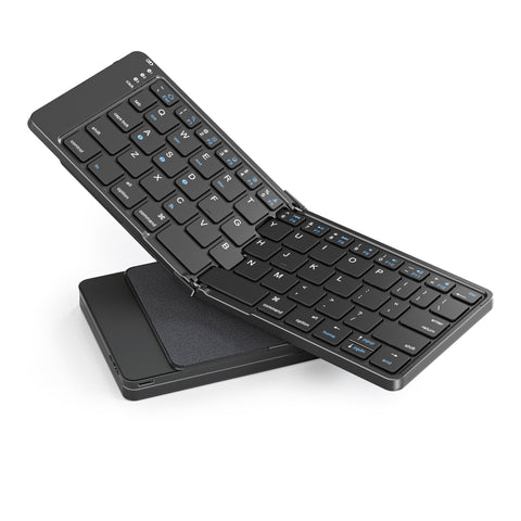 Foldable Bluetooth Keyboard, Portable Wireless Folding Keyboard (BT5.1 x 3), Pocket-Sized & Ultra-Slim, USB-C Rechargeable for iOS, Android, Windows Mac OS Laptop Tablet Smartphone, Black