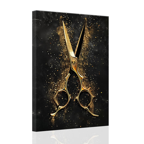 SWQYLB Hair Salon Wall Art Barber Pictures Canvas Black and Gold Wall Decor Haircut Tools Painting Trendy Barbershop Wall Decor Framed Hairdresser Gifts (16.00" x 24.00")