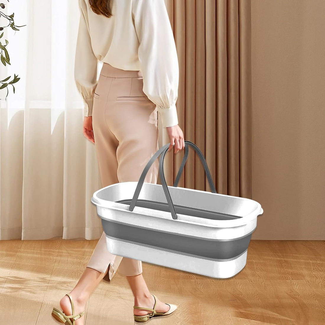Collapsible Laundry Tub 18L – Folding Silicone Wash Basin with Large Capacity – Portable Plastic Bucket for Clothes, Baby Bath, Camping, Cleaning & Outdoor Travel – Space-Saving, Durable Design
