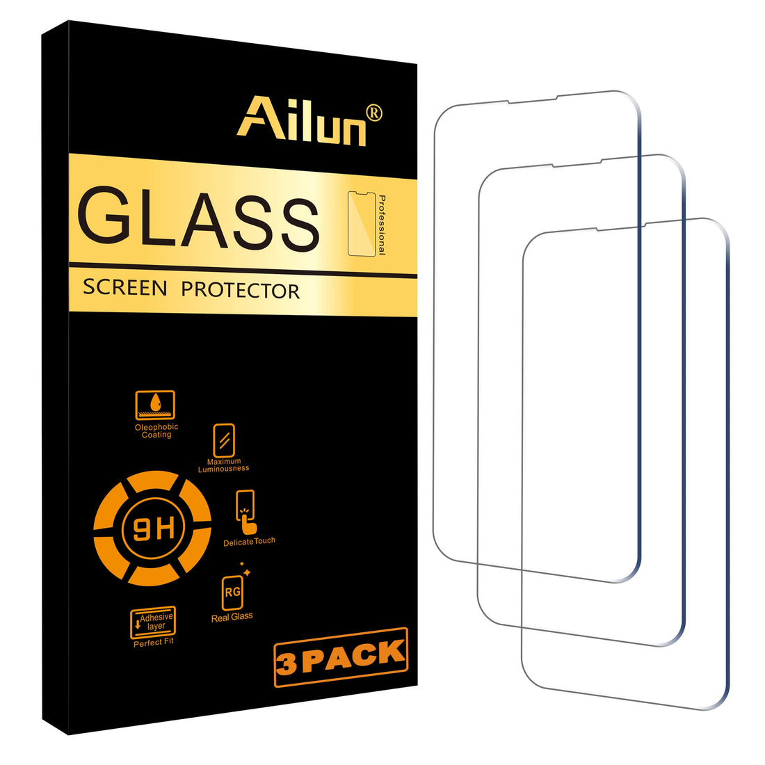 Ailun Glass Screen Protector for iPhone 14/14 Pro [6.1 Inch] Display 3 Pack Tempered Glass,Case Friendly