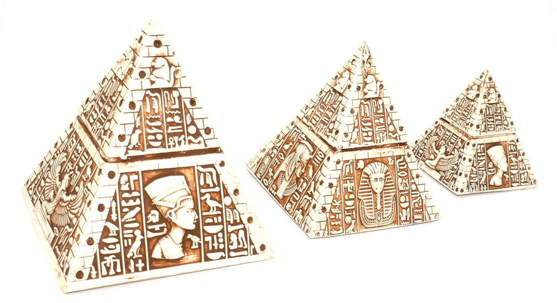 immatgar pharaonic pyramids Statue ancient Egyptian souvenirs gifts for women and men Home Décor Sculpture Pharaohs art (shape12 - off white)