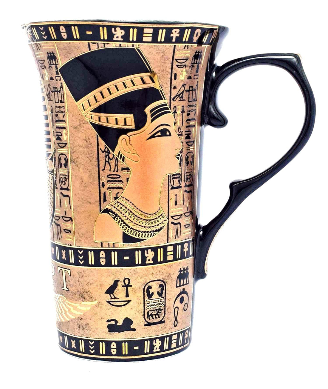 immatgar pharaonic Decorative Egyptian mug ancient Egyptian souvenirs gift for women and men from Egypt - mother day gifts (3kings - black/Golden - 300 MM)
