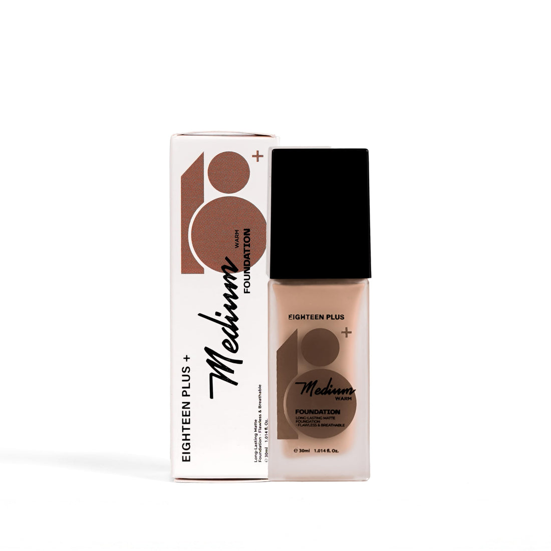Long-Lasting Matte Foundation, Medium Warm, with Hyaluronic Acid, Lightweight, 30ml