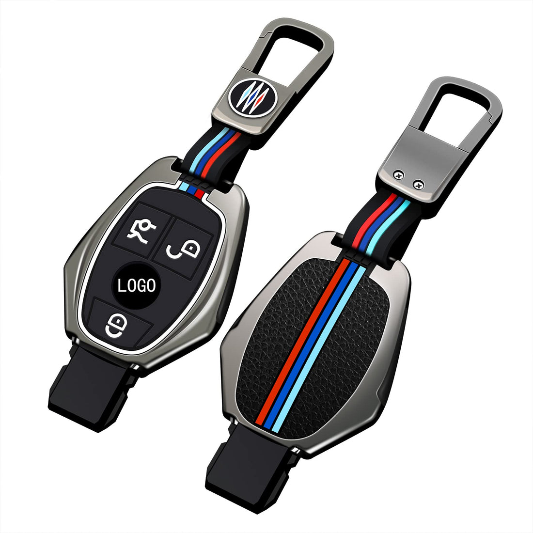 Car Key Case, Zinc Alloy Car Key Cover, TPU Button Protective Case for M-ercedes B-enz A B C E S R G M GL SL GLA GLC GLE SL SLK CLK CLS SLC SLK SLR CL ML AMG Class (D)