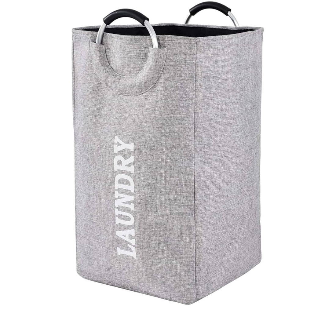 Downtown Large Laundry Basket with Easy Grip Handles, Thickened Grey Fabric Hamper for Bathroom and Bedroom, Self-Standing Laundry Bin for Organizing Dirty Clothes and Home Textiles