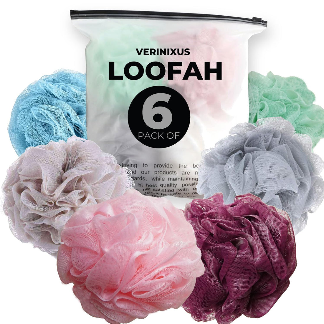 Shower Puff Bath Sponge - Extra Soft Shower Loofah for Scrubbing & Exfoliating | Multicolor Shower Sponge - Comfortable Body Puff (Multicolor (Pack of 6))