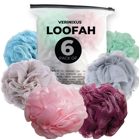 Shower Puff Bath Sponge - Extra Soft Shower Loofah for Scrubbing & Exfoliating | Multicolor Shower Sponge - Comfortable Body Puff (Multicolor (Pack of 6))