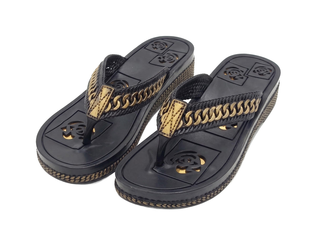 Project Z Project Z Women's "Ouija" Slipper - EVA Medical Comfort Flexible Sole - Casual Slippers with Stylish Gold Chain for Home and Outdoor - Sizes 37-41