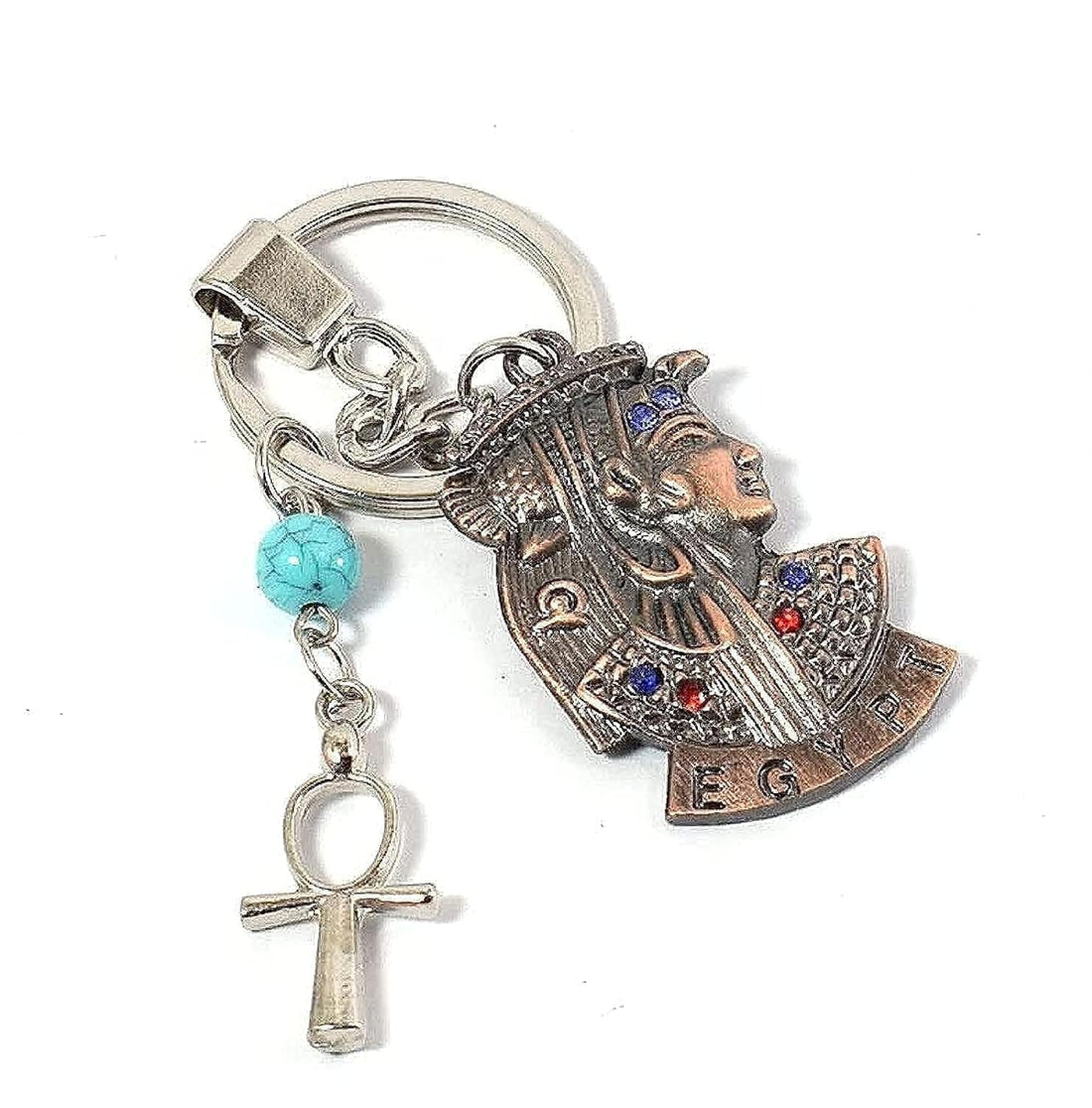 immatgar pharaonic Cleopatra keychain Egyptian souvenirs gifts from egypt Pharaoh (Burnt Red with ankh key)_main