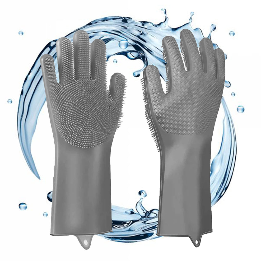 WYFCR Cleaning Gloves Washing up Gloves Dishwashing Gloves, Silicone Household Gloves, Rubber Cleaning Gloves, Washing Gloves Waterproof Reusable Dishwashing Household Cleaning (Grey)