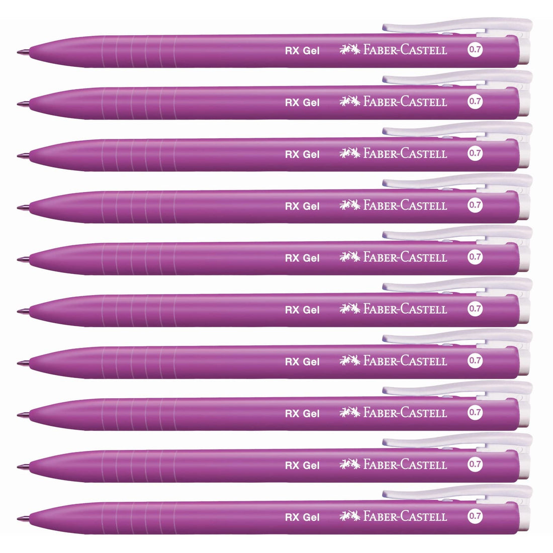 10PCS Faber Castell RX7 Gel Ink 0.7mm Pen | RX Gel 7 | Triangular Barrel (Lilac)