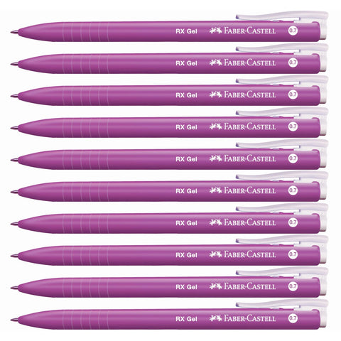 10PCS Faber Castell RX7 Gel Ink 0.7mm Pen | RX Gel 7 | Triangular Barrel (Lilac)