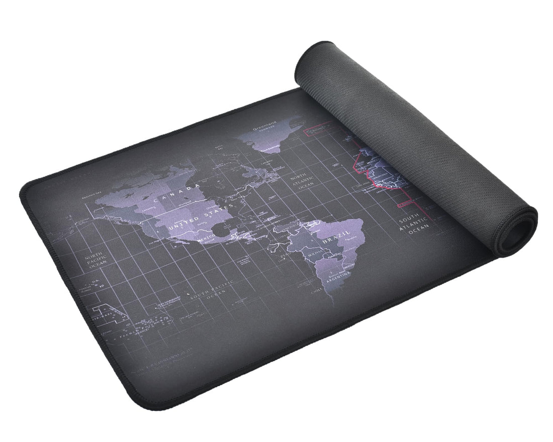 World Map Extended Gaming Mouse Pad, Large Desk Mat with Stitched Edges, Non-Slip Rubber Base, Smooth Surface Keyboard & Mouse Pad for Gaming, Office, Laptop & Desktop, 70 × 30 cm – Multi-Color