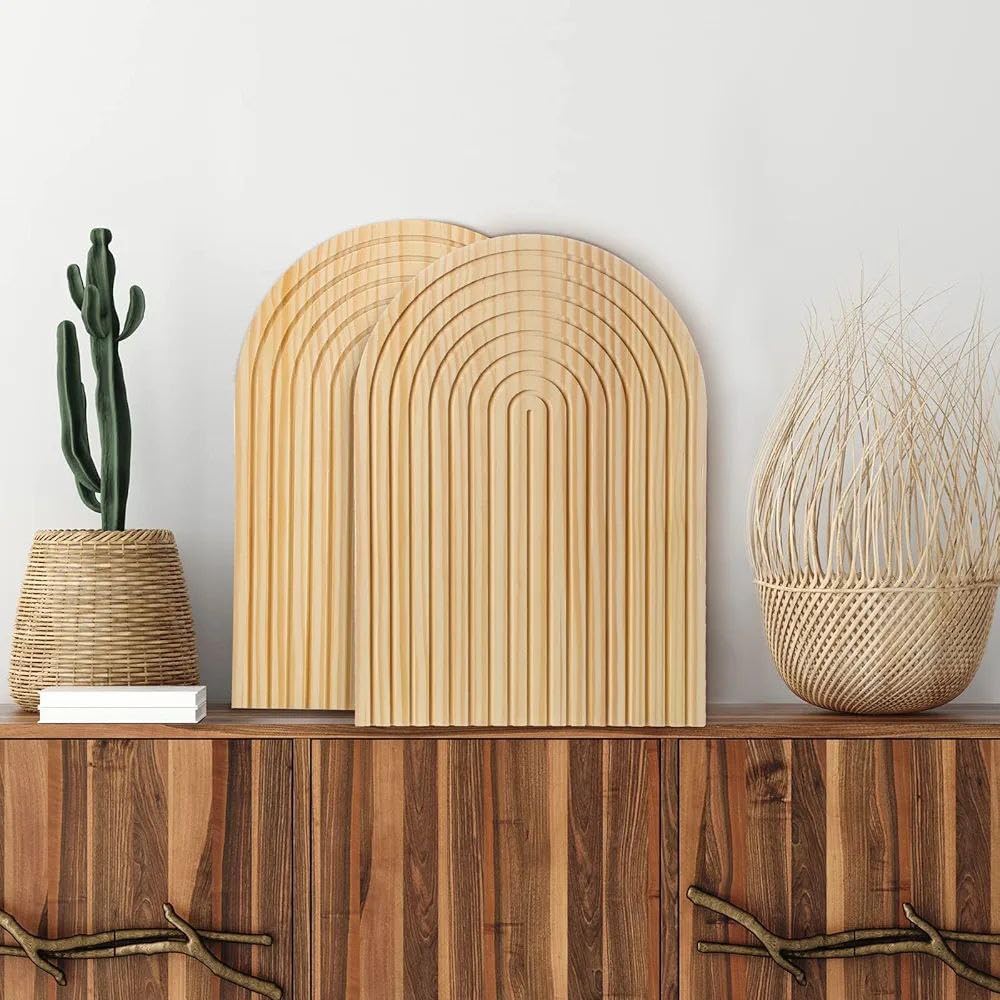 TRY Bamboo Wood Natural Wave High Quality Wood Helps You Serve Food and Drinks in Style and Can Be Used as a Decorative Element Adds a Warm Touch to Your Home (Pack of 2)