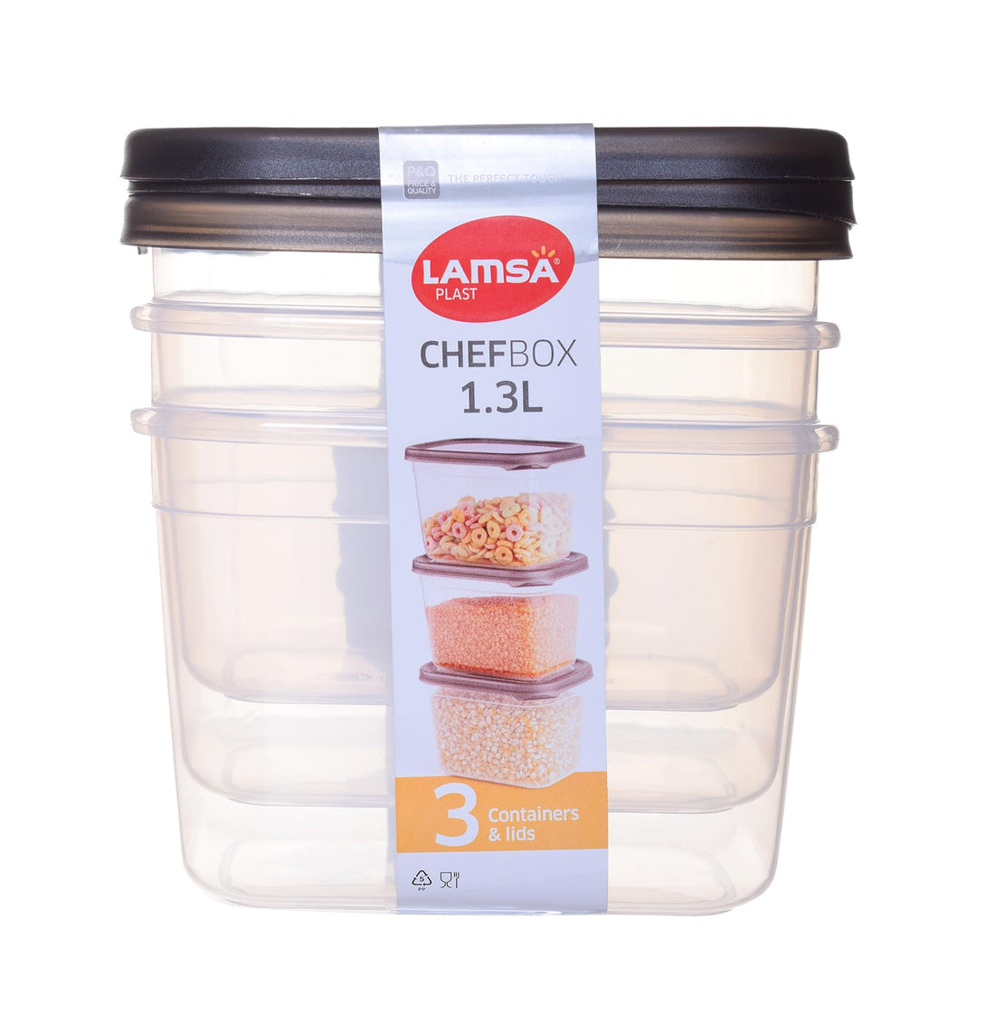 Plastic Food Storage Container Set Of 3 Pieces 1.3 Liter - Multiple colors