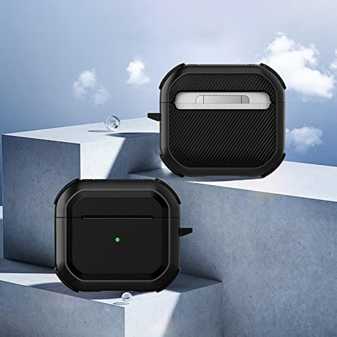 Shockproof Armor Earbuds Hard Cover Charging Case for Apple Air Pod 3rd Generation 2021 for Men Women (Black)