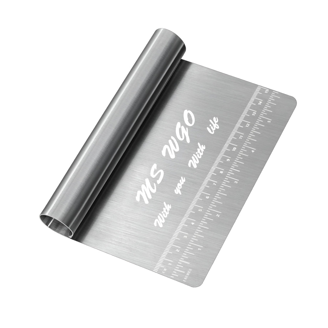 Dough Scraper - High Polished Professional Stainless Steel Cutter with Measuring Scale for Multipurpose Use in Cake, Pizza, Pastry, Bread