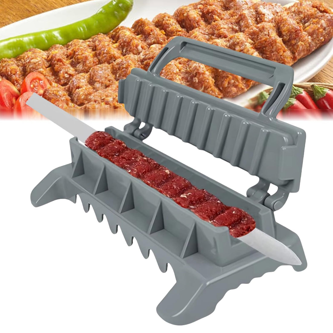 Bukela Kebab Maker Press, Portable & Reusable Manual Kabob Maker, Easy to use Simple Kebab Skewers Make Tools for Home & Picnic Camping Barbecue