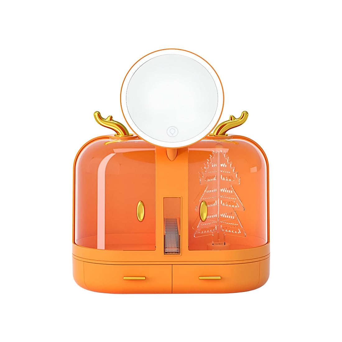 Makeup Organizer - Durable Storage Boxes with Clear Compartments, Ideal for Cosmetics and Accessories, Perfect for Bathroom Countertop and Bedroom Dresser in Vibrant Orange