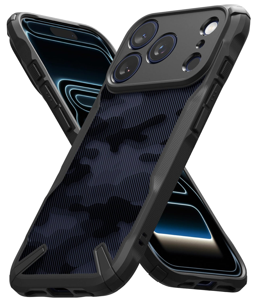 Ringke Fusion-X Compatible with iPhone 17 Pro Max Case, Shockproof Case with Camouflage Pattern Robust Advanced Protective Bumper with Camera Protection – Camo Black