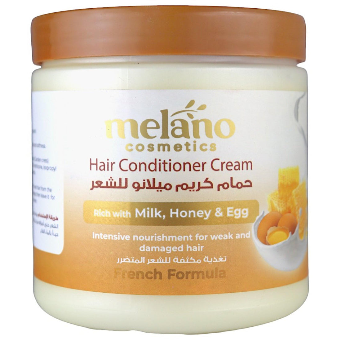 Melano hair conditioner cream 500ml with egg, honey, & milk
