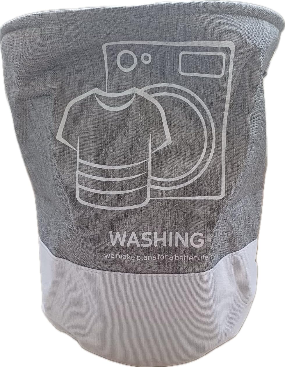 Downtown Collapsible Laundry Hamper, 40x45cm Grey and White Oxford Fabric Basket for Bathroom, Waterproof Interior Laundry Bin with Reinforced Handles for Easy Carrying and Storage