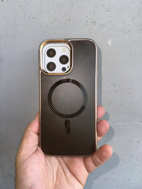 ECO Carbon Fiber Case Compatible with iPhone 14 Pro Max, Wireless Charger Support, Luxury Soft Fiber Blend and Metal Camera Frame, Shockproof Anti-Drop, Waterproof, Anti-Fingerprint (Desert Titanium)