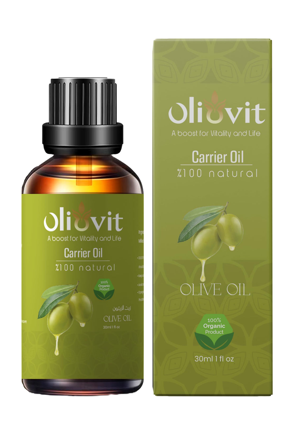 Oliovit Olive Oil Carrier Oil For Hair And Skin Care, 30 Ml - Green