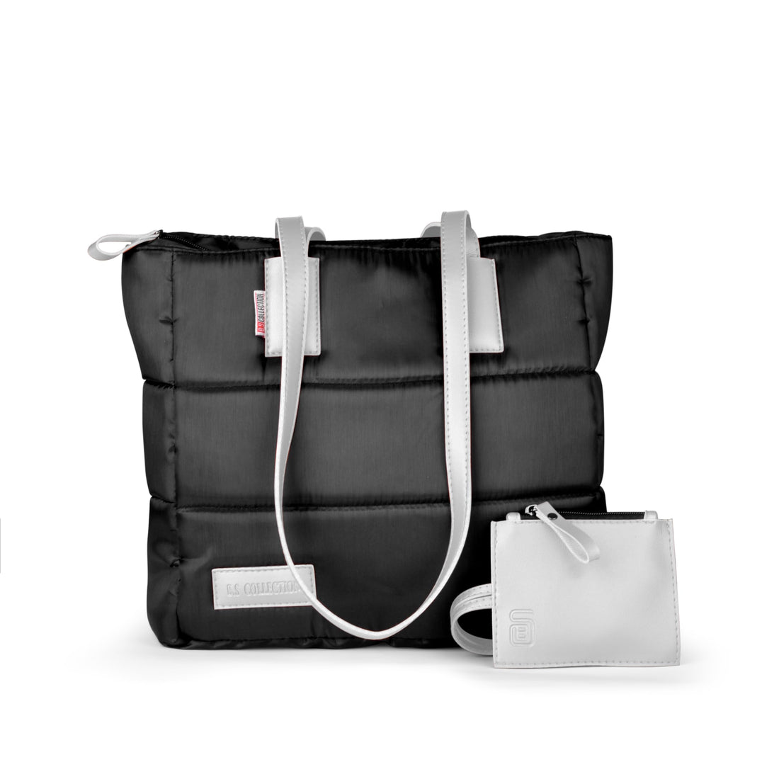 White -B.S COLLECTION Women's Shoulder Bag Quilted Fabric Soft B.S Bag Tote Bag