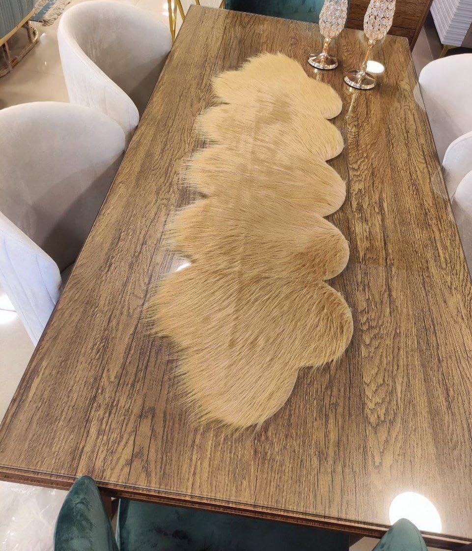Fatima Runner Cloud Shape Multi Use Soft Thick Fur Length 1600 * 45 Furniture 01011121334 (Beige)