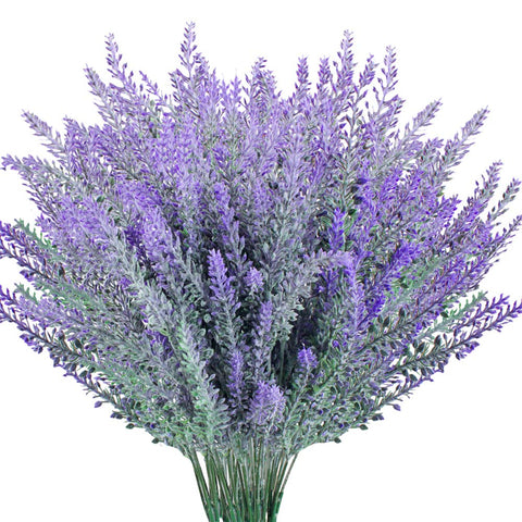 6PCS Artificial Flowers Lavender Bundle Fake Plants for Spring Floral Arrangement Easter Table Decor Indoor Outdoor Home Wedding Bouquet Garden Lavender Wreath Farmhouse Door Basket Decor
