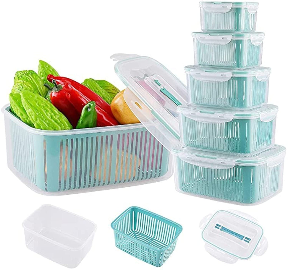 Generic Minimalist Refrigerator Food Storage Container, 5 Pack, Transparent, BPA Free, 18 Inches