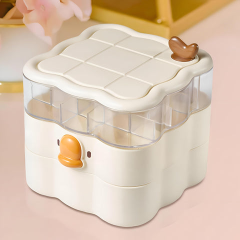Organizer Rack - See-Through Acrylic 3-Shelf Unit for Jewelry and Accessories, Features Secure Lid to Prevent Dust Accumulation, Suitable for Home or Retail Display of Small Items Like Rings andPendan