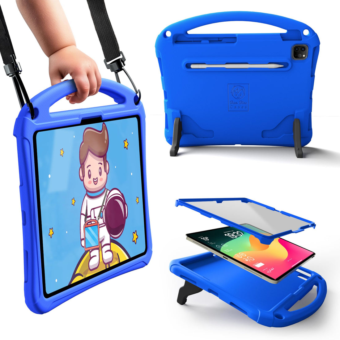 Bam Bino Cases Space Suit for iPad Pro 12.9" 3rd/4th/5th/6th Generation (2018-2022) Models (Galactic Blue) - [Not for iPad Pro 12.9 1st/2nd Gen]
