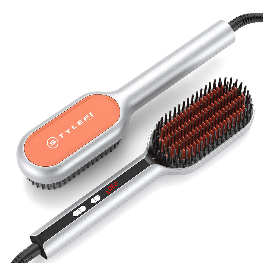 Plasma Hair Straightener Brush, Ionic Straightening Comb for Women, 20s MCH Fast Heating, Anti-Scald Ceramic Heated Brush for Home Salon, Double Ion, 100V-240V Universal Voltage, Frizz-Free